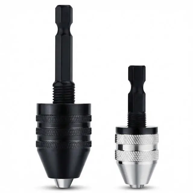 Main image of 2 PCS Keyless Drill Chuck Adapter, 1/4" Hex Shank Quick Change Drill Bit Chuck Adapter Converter, 0.3-3.6mm & 0.6-8mm for Impact Driver & Drill