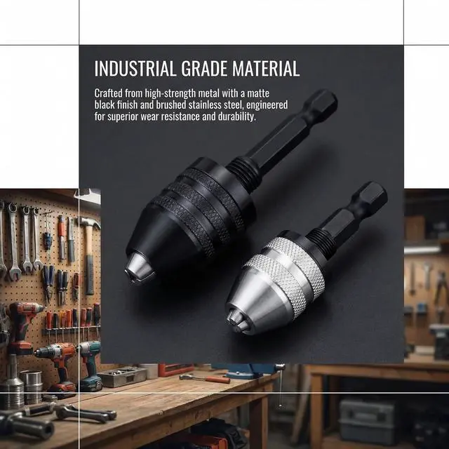 Alt view image 5 of 7 - 2 PCS Keyless Drill Chuck Adapter, 1/4" Hex Shank Quick Change Drill Bit Chuck Adapter Converter, 0.3-3.6mm & 0.6-8mm for Impact Driver & Drill