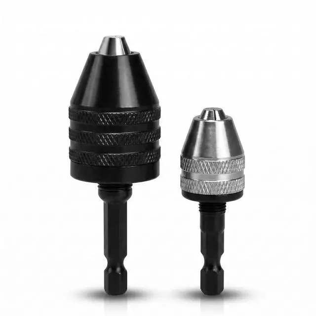 Alt view image 7 of 7 - 2 PCS Keyless Drill Chuck Adapter, 1/4" Hex Shank Quick Change Drill Bit Chuck Adapter Converter, 0.3-3.6mm & 0.6-8mm for Impact Driver & Drill