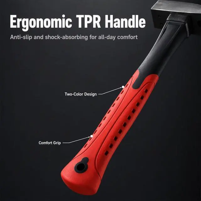 Alt view image 5 of 7 - 16 ft (5-Meters) Tape Measure & Magnetic Claw Hammer Tool Set | High carbon steel forged, non-slip TPR grip, bright fluorescent scale, for construction, home repair and DIY