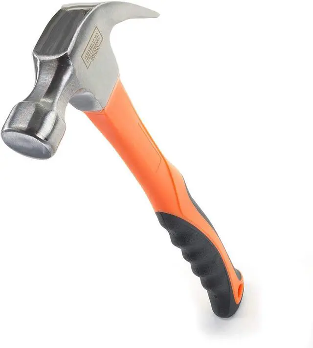 Alt view image 3 of 3 - 16 oz Claw Hammer with Fiberglass Handle - All Purpose Hammer with Forged Hardened Steel Head - Ergo Shock Absorbing Rubber Grip