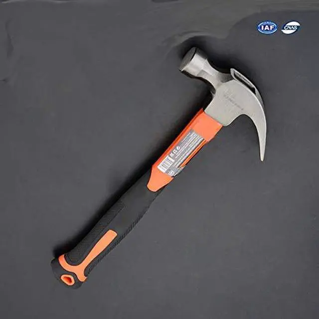 Alt view image 2 of 3 - 16 oz Claw Hammer with Fiberglass Handle - All Purpose Hammer with Forged Hardened Steel Head - Ergo Shock Absorbing Rubber Grip