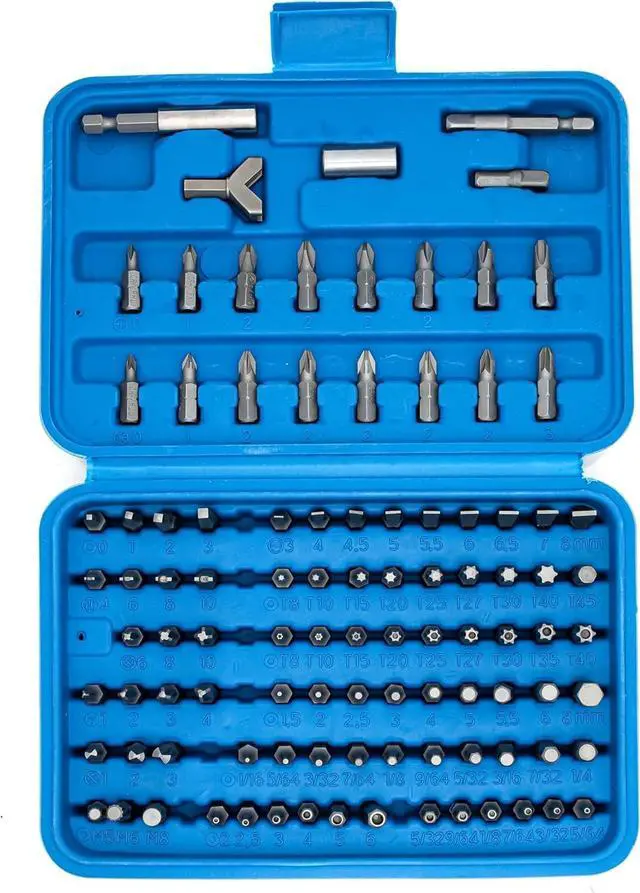 Alt view image 3 of 5 - 10082A Security Bit Set and Ratcheting Screwdriver | 101 Piece Set | Chrome Vanadium Steel | Screwdriver Bit Set Phillips, Tamperproof Torx Bits, & Flat | 1/4" Hex Shank Magnetic Bit Holder