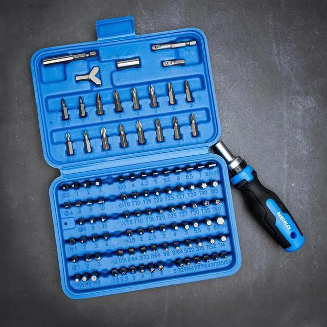 Alt view image 4 of 5 - 10082A Security Bit Set and Ratcheting Screwdriver | 101 Piece Set | Chrome Vanadium Steel | Screwdriver Bit Set Phillips, Tamperproof Torx Bits, & Flat | 1/4" Hex Shank Magnetic Bit Holder