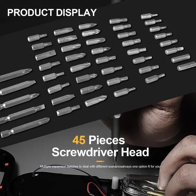Alt view image 3 of 7 - 50-Piece Screwdriver Bit Set with Quick Change Chuck in Tough Case