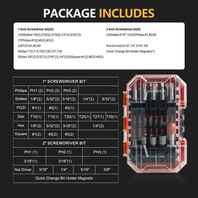 Alt view image 2 of 7 - 50-Piece Screwdriver Bit Set with Quick Change Chuck in Tough Case