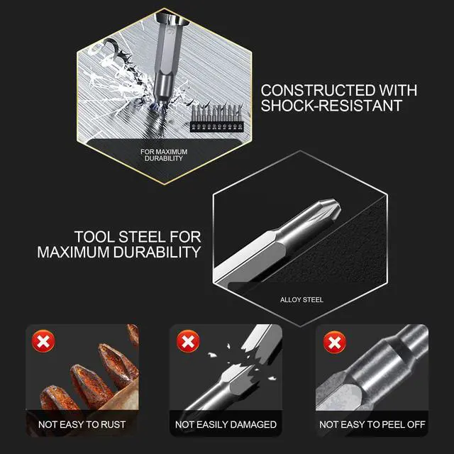 Alt view image 4 of 7 - 50-Piece Screwdriver Bit Set with Quick Change Chuck in Tough Case