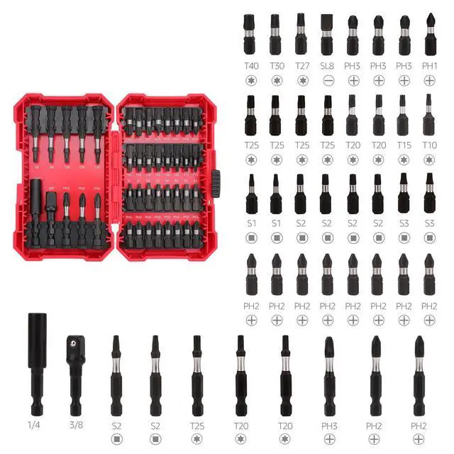 Alt view image 3 of 5 - 42-Piece Impact Screwdriver Bit Set with Phillips, Slotted and Torx Bits, Portable Storage Case