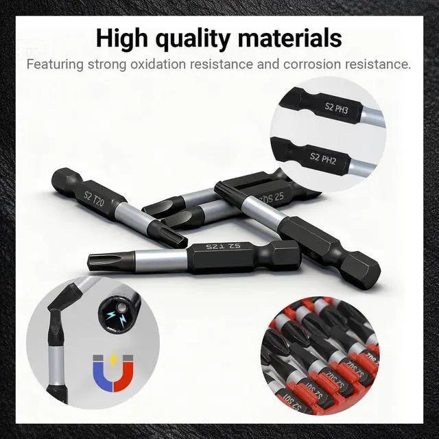 Alt view image 5 of 7 - 42-Piece Impact Screwdriver Bits Set with Phillips, Magnetic S2 Steel Phillips/Slotted/Square/Torx Insert Power Bits Tips, Impact Bit Holder with Black Storage Box Case