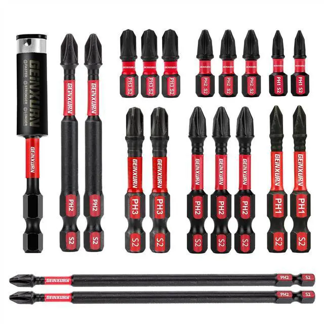 Main image of Impact Tough Phillips Bits PH1/PH2/PH3 Insert Driver Bits,19Pack Bulk Phillips Screwdriver Bits Set with 1Pcs Impact Bit Holder