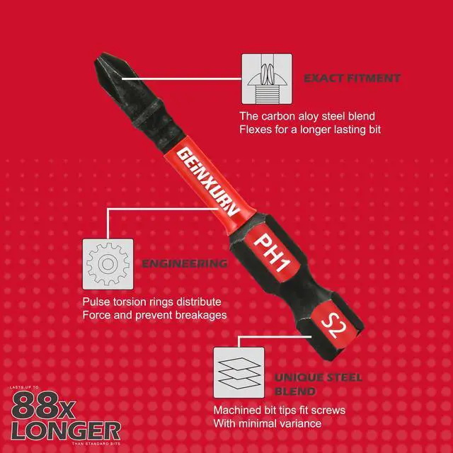 Alt view image 5 of 7 - Impact Tough Phillips Bits PH1/PH2/PH3 Insert Driver Bits,19Pack Bulk Phillips Screwdriver Bits Set with 1Pcs Impact Bit Holder