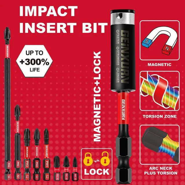 Alt view image 6 of 7 - Impact Tough Phillips Bits PH1/PH2/PH3 Insert Driver Bits,19Pack Bulk Phillips Screwdriver Bits Set with 1Pcs Impact Bit Holder