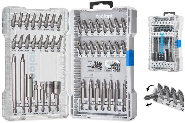 Main image of Complete Screwdriver Bit Set, 46-Piece S2 Steel Driver Bits Set with Storage Case Hex, Torx, Phillips, Slotted, Square,Nut Driver for Home DIY, Appliance RepairBeginner-Friendly