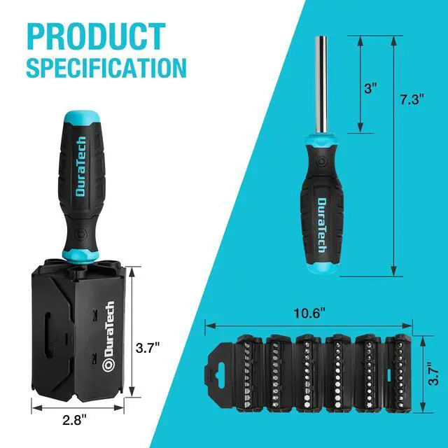 Alt view image 6 of 7 - Screwdriver, Multi-Function Set with 60 Replaceable Cr-V Bits | Replaceable Cr-V Bits(Flat, Phillips, Torx, Hex, Square), All in One Screw Drivers with Rolling Barrel Bits Holder