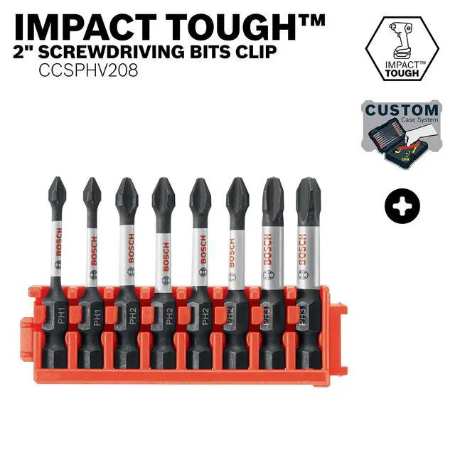 Alt view image 5 of 7 - CCSPHV208 8-Piece Assorted Set 2 In. Impact Tough Phillips Power Bits with Clip for Custom Case System