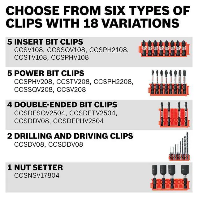 Alt view image 7 of 7 - CCSPHV208 8-Piece Assorted Set 2 In. Impact Tough Phillips Power Bits with Clip for Custom Case System