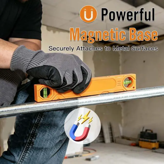 Alt view image 3 of 7 - Magnetic Torpedo Level - 12 Inch Small Leveler Tool for Home Renovations | ABS Spirit Level 90°/180° | Strong Magnetic Base | Horizontal & Vertical Vials | Lightweight Portable | For Shelves, Pipes