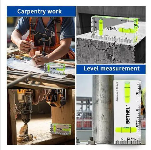 Alt view image 5 of 6 - Pocket Bubble Level - Mini 90°/180° Spirit Level 95x40x15mm | Shatterproof Design High Accuracy for Picture Hanging, DIY Projects, Construction - Compact Layout Tool