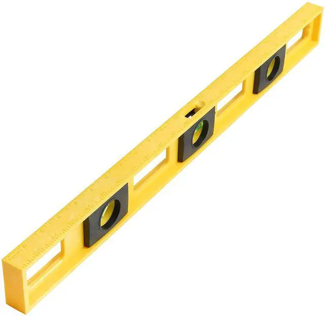 Main image of 10101 2 Ft Level, 24 Inch Level Made in USA, Wont Scratch Surfaces | High-Impact Polystyrene Frame, 3 High-Visibility Vials, 1/8" and 1/16" Graduations, Ruled Edge for Accurate Measuring