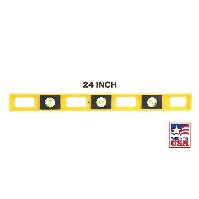 Alt view image 2 of 7 - 10101 2 Ft Level, 24 Inch Level Made in USA, Wont Scratch Surfaces | High-Impact Polystyrene Frame, 3 High-Visibility Vials, 1/8" and 1/16" Graduations, Ruled Edge for Accurate Measuring