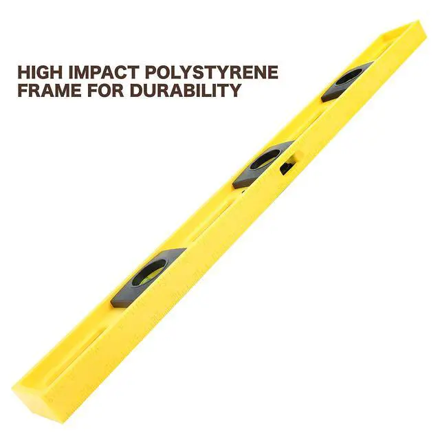 Alt view image 4 of 7 - 10101 2 Ft Level, 24 Inch Level Made in USA, Wont Scratch Surfaces | High-Impact Polystyrene Frame, 3 High-Visibility Vials, 1/8" and 1/16" Graduations, Ruled Edge for Accurate Measuring