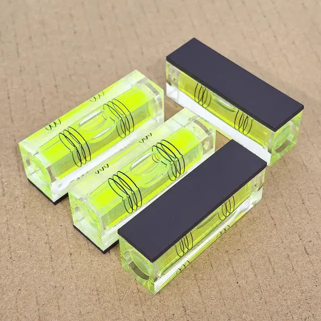 Alt view image 2 of 7 - 2Pcs Square Bubble Spirit Levels with Magnetic Base 52x20x15mm Three Line Bubble Level Measuring Layout Tools Levels