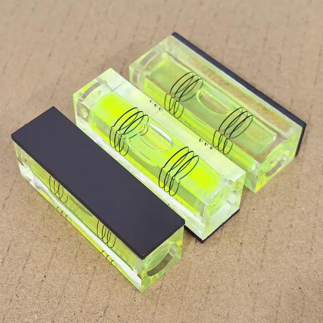 Alt view image 3 of 7 - 2Pcs Square Bubble Spirit Levels with Magnetic Base 52x20x15mm Three Line Bubble Level Measuring Layout Tools Levels