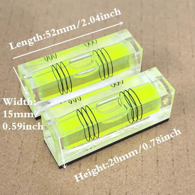Alt view image 4 of 7 - 2Pcs Square Bubble Spirit Levels with Magnetic Base 52x20x15mm Three Line Bubble Level Measuring Layout Tools Levels
