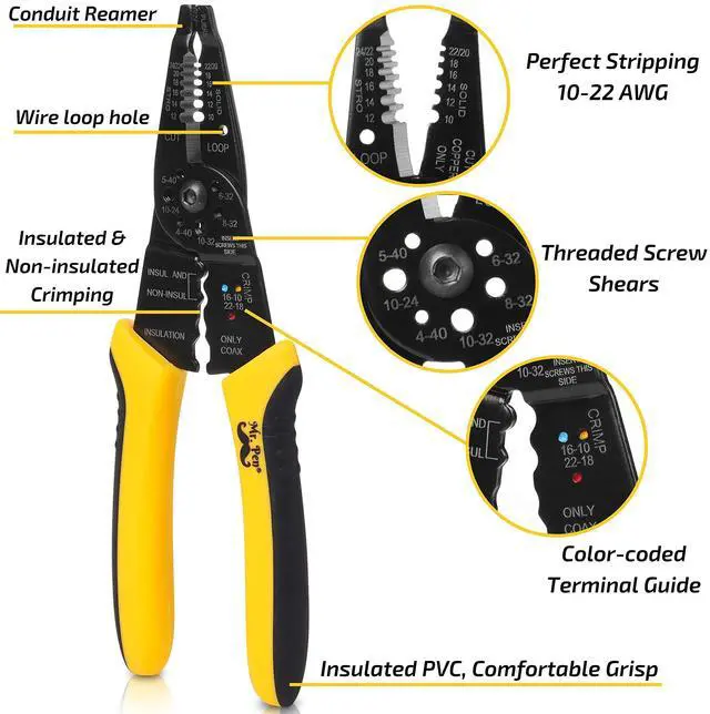 Alt view image 2 of 6 - Wire Stripper, 8 inch, Wire Cutter, Wire Stripper Crimper | Wire Stripping Tool, Cable Stripper, Wiring Tools, Wire Crimping Tool