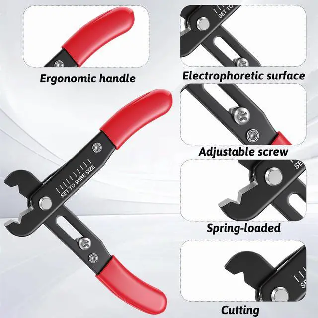 Alt view image 4 of 7 - Wire Cutter Stripper, 5-Inch Adjustable Wire Stripper | Electrical Spring Loaded Strippers and Cutter for Solid and Stranded Wires for Working Technicians Electricians Installers