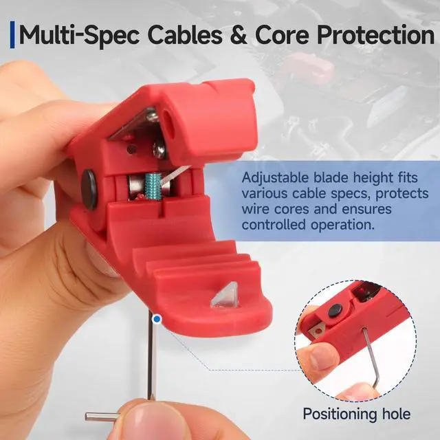 Alt view image 3 of 7 - Round Cable Stripper for AWG 12 to 4/0, Adjustable Wire Stripper | Cable Jacket Stripping Tool with 2 Spare Blade