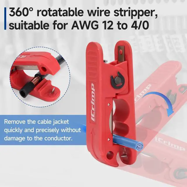 Alt view image 6 of 7 - Round Cable Stripper for AWG 12 to 4/0, Adjustable Wire Stripper | Cable Jacket Stripping Tool with 2 Spare Blade