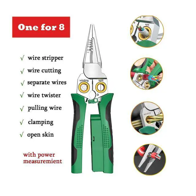 Alt view image 6 of 7 - Wire Strippers Twister with Electricity Measurement Function 8in1 Wire Stripping Pliers for Cutting and Pulling Wires Cable Scissors for Scraping and Pressing Wires wrapping tools with Voltage Test