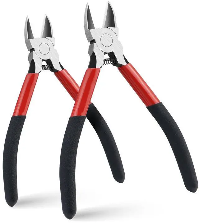 Main image of 2-Pack 5-Inch & 6-Inch Wire Cutters, Spring-Loaded Diagonal Cutting Pliers | Hardened steel edges and anti-slip grips offer control for soft copper wire, zip ties, floral stems and jewelry projects