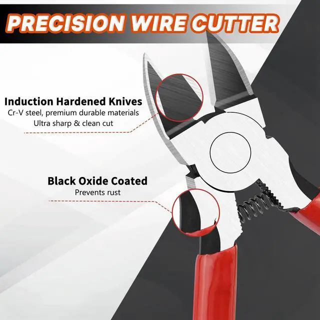 Alt view image 3 of 7 - 2-Pack 5-Inch & 6-Inch Wire Cutters, Spring-Loaded Diagonal Cutting Pliers | Hardened steel edges and anti-slip grips offer control for soft copper wire, zip ties, floral stems and jewelry projects