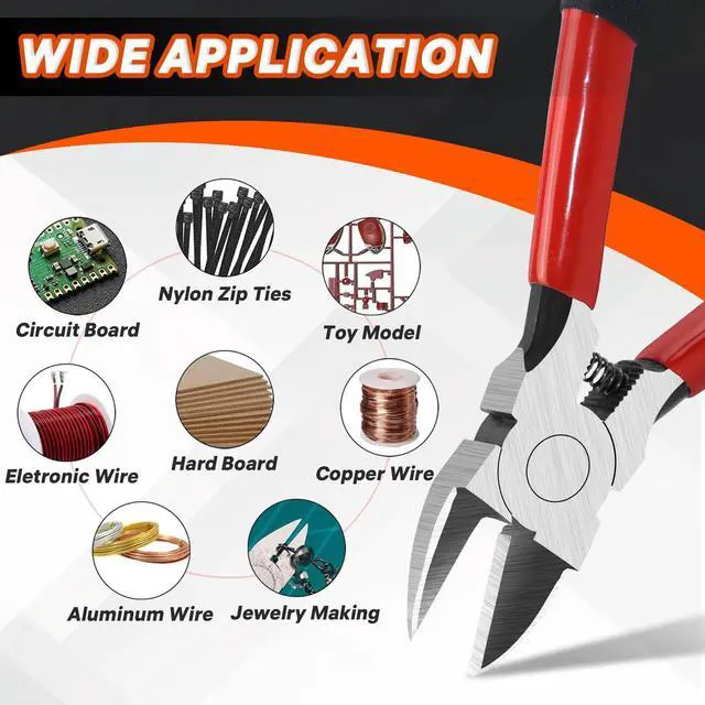 Alt view image 4 of 7 - 2-Pack 5-Inch & 6-Inch Wire Cutters, Spring-Loaded Diagonal Cutting Pliers | Hardened steel edges and anti-slip grips offer control for soft copper wire, zip ties, floral stems and jewelry projects