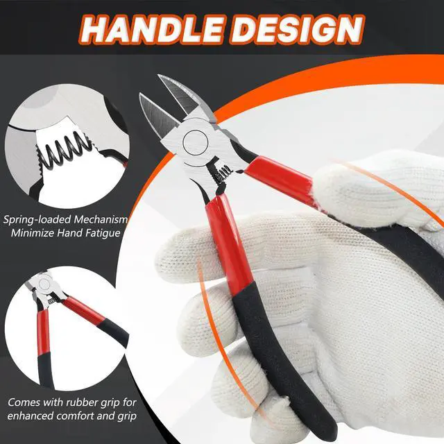 Alt view image 5 of 7 - 2-Pack 5-Inch & 6-Inch Wire Cutters, Spring-Loaded Diagonal Cutting Pliers | Hardened steel edges and anti-slip grips offer control for soft copper wire, zip ties, floral stems and jewelry projects