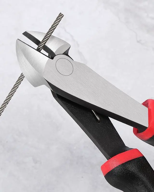 Alt view image 4 of 7 - 7-inch Wire Cutters, Spring-loaded Side Cutters Dikes, Ultra Tough and Durable Diagonal Cutting Pliers in CRV Steel, Heavy Duty Cutting Pliers for Electrical, Artificial Flowers and Homes