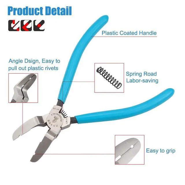 Alt view image 2 of 7 - Mutipurpose Diagonal Cutting Pliers Wire Flush Cutters Car Push Retainer Rivet Trim Clip Pry Puller Clips Panel Assortments Puller Auto Body Tools