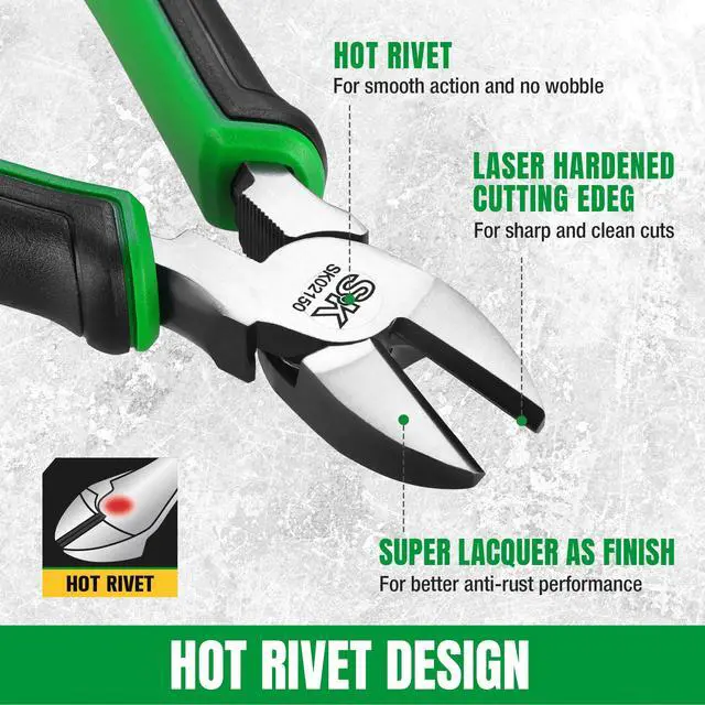 Alt view image 4 of 7 - 6'' Side Cutters, High Leverage Diagonal Cutting Pliers, Wire Cutters | Laser Hardened Cutting Edges, Hot Rivet, Ergonomic Anti-slip Handle for Comfortable Grip, High Carbon Steel