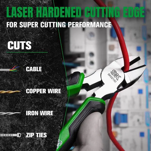 Alt view image 7 of 7 - 6'' Side Cutters, High Leverage Diagonal Cutting Pliers, Wire Cutters | Laser Hardened Cutting Edges, Hot Rivet, Ergonomic Anti-slip Handle for Comfortable Grip, High Carbon Steel