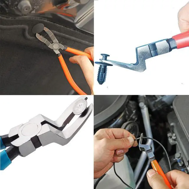 Alt view image 4 of 7 - Red Pliers Mutipurpose Diagonal Cutting Pliers Wire Flush Cutters Car Push Retainer Rivet Trim Clip Pry Puller Clips Panel Assortments Puller Auto Body Tools