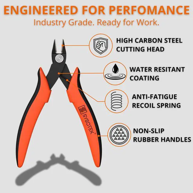 Alt view image 2 of 7 - Flush Cutters Precision Wire Cutters for Fiber Optics, Electronics and Jewelry Making tool Mini Diagonal Cutting Pliers Perfect for Zip Ties, Electrician Tool, Small Wire, crafting and more
