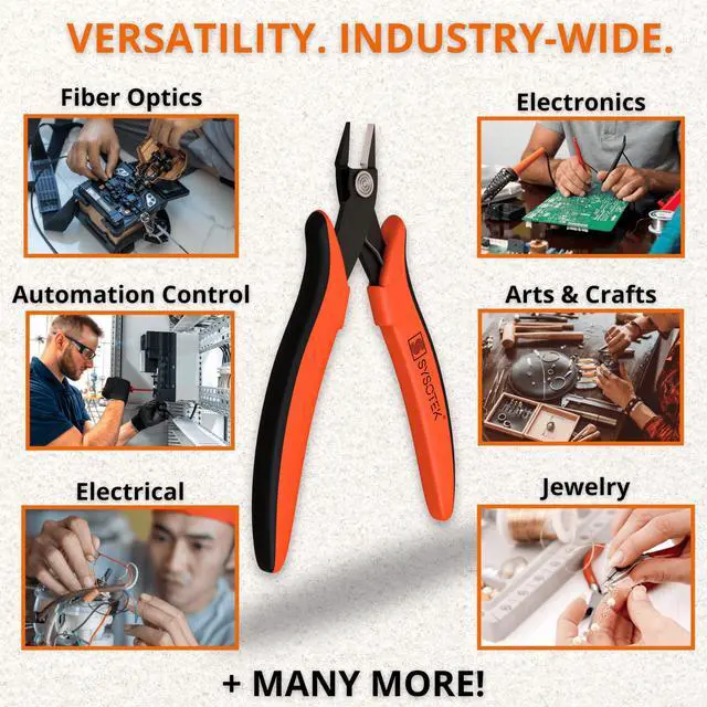 Alt view image 3 of 7 - Flush Cutters Precision Wire Cutters for Fiber Optics, Electronics and Jewelry Making tool Mini Diagonal Cutting Pliers Perfect for Zip Ties, Electrician Tool, Small Wire, crafting and more