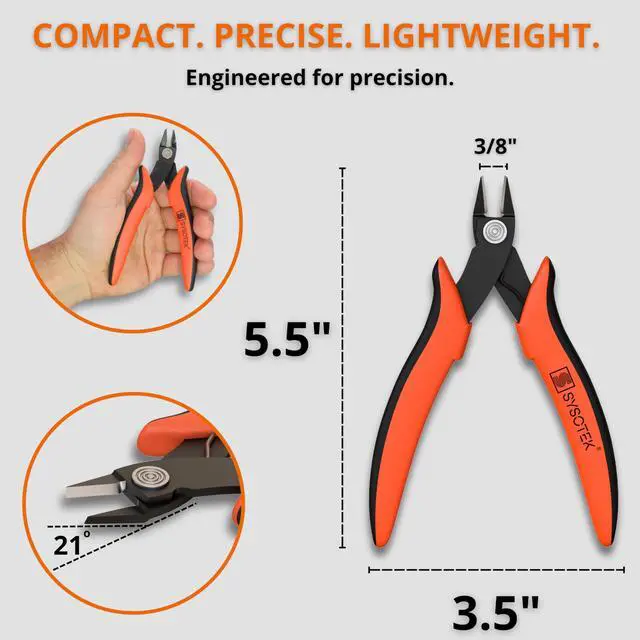 Alt view image 4 of 7 - Flush Cutters Precision Wire Cutters for Fiber Optics, Electronics and Jewelry Making tool Mini Diagonal Cutting Pliers Perfect for Zip Ties, Electrician Tool, Small Wire, crafting and more