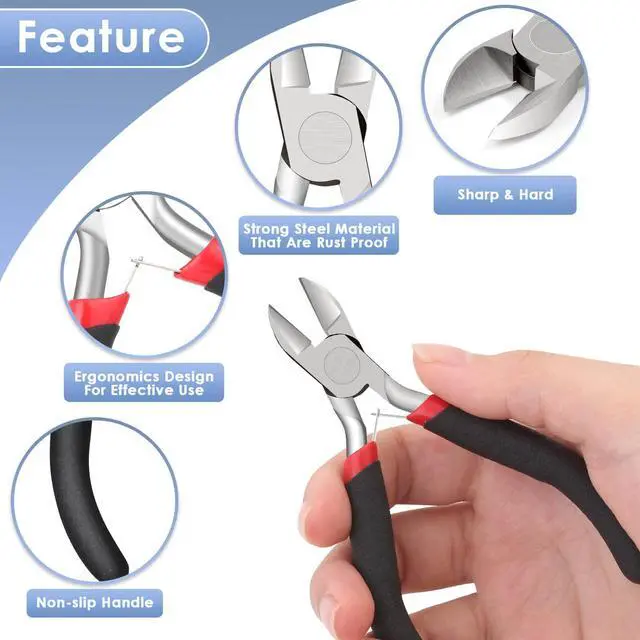 Alt view image 4 of 7 - Wire Cutters, Small Side Cutters for Crafts, Flush Cutting Pliers for Jewelry Making, Floral Wire Cutters for Artificial Flowers, Zip Tie Cutters for Cable Tie, Wire Cutting Tool for Guitar Strings
