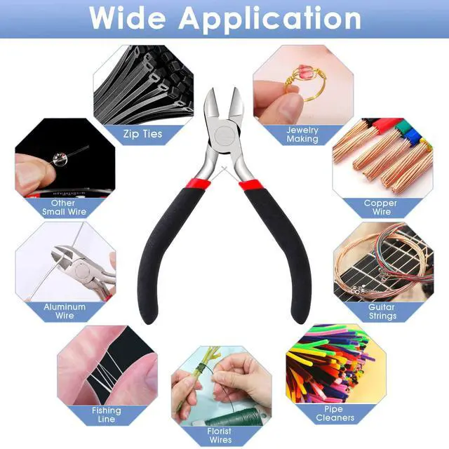 Alt view image 7 of 7 - Wire Cutters, Small Side Cutters for Crafts, Flush Cutting Pliers for Jewelry Making, Floral Wire Cutters for Artificial Flowers, Zip Tie Cutters for Cable Tie, Wire Cutting Tool for Guitar Strings