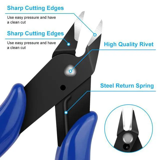 Alt view image 3 of 7 - Wire Cutters, Spring-loaded Side Cutters Flush Cutters, Diagonal Cutters Precision Side Cutters, Diagonal Cutting Pliers in CRV Steel, Heavy Duty Cutting Pliers for Electrical, Homes