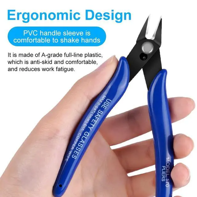 Alt view image 4 of 7 - Wire Cutters, Spring-loaded Side Cutters Flush Cutters, Diagonal Cutters Precision Side Cutters, Diagonal Cutting Pliers in CRV Steel, Heavy Duty Cutting Pliers for Electrical, Homes
