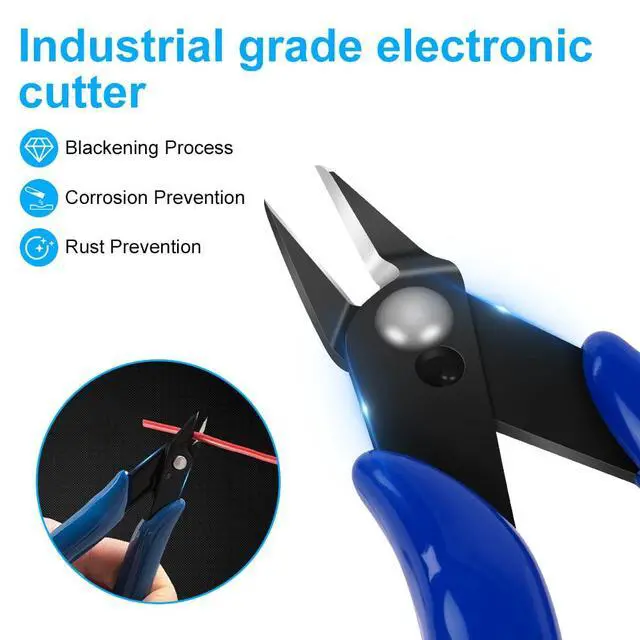 Alt view image 5 of 7 - Wire Cutters, Spring-loaded Side Cutters Flush Cutters, Diagonal Cutters Precision Side Cutters, Diagonal Cutting Pliers in CRV Steel, Heavy Duty Cutting Pliers for Electrical, Homes
